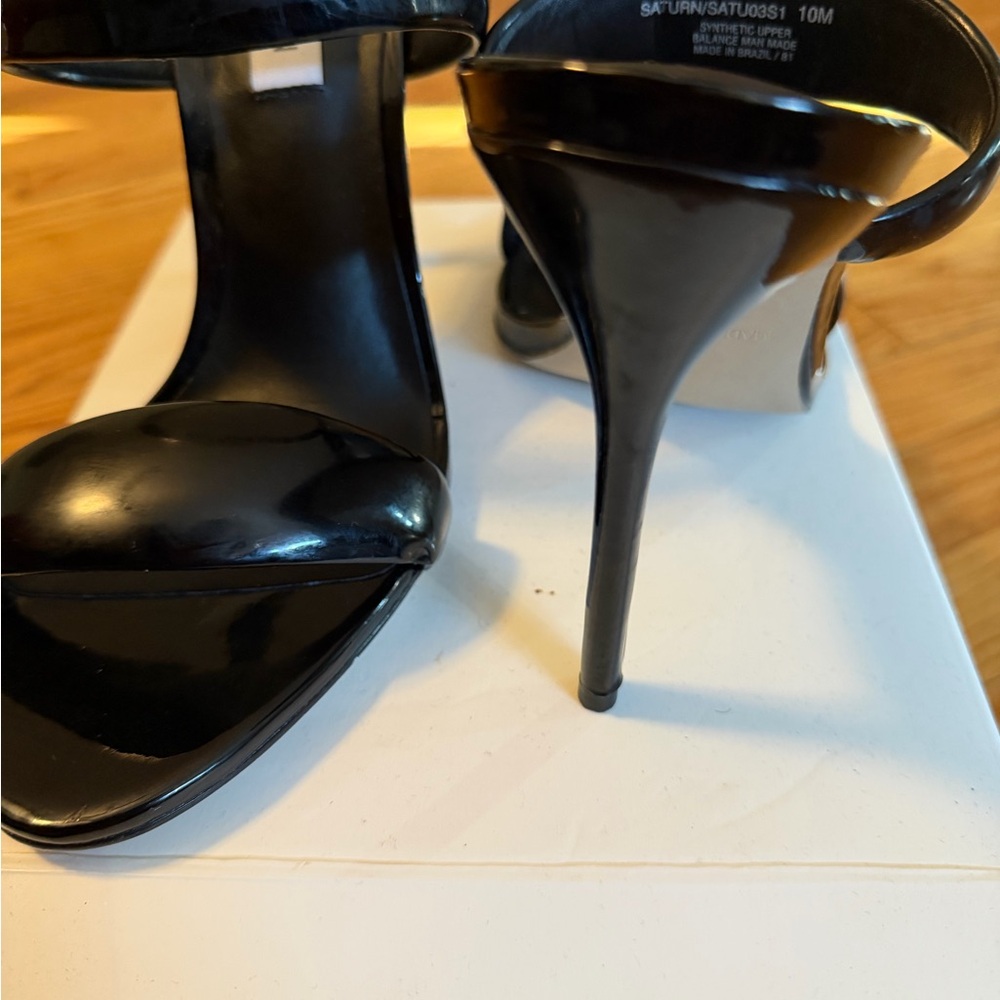 Steve Madden Black Patent Double-Strap Slide Heels - Picture 3 of 3
